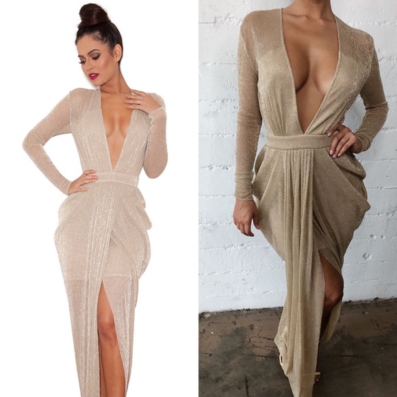 House of CB Dresses & Skirts - House of CB Bianca Gold Nude Maxi Dress